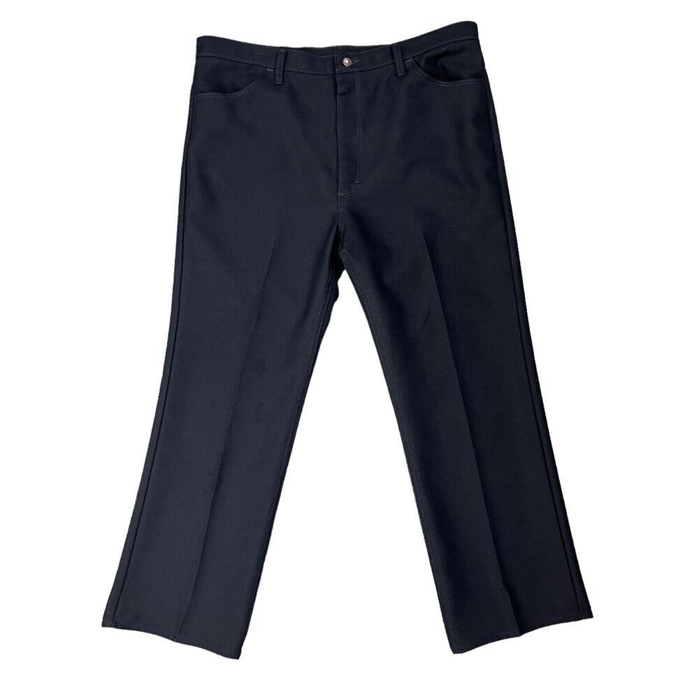 Vintage Wrangler Pants Mens 40 Navy Blue Straight Leg Western Dress Slacks